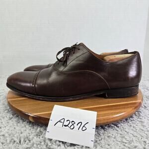 Jack Erwin Mens 11.5 Brown Leather Business Casual Cap Toe Oxford Dress Shoe